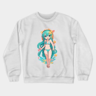 Cute anime girl in bikini Crewneck Sweatshirt